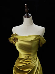 Elegant Satin Mermaid Evening Gown Strapless 3D Flowers Party Dress Long Formal Dress HZ1024