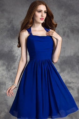 A-Line/Princess Halter Chiffon Short Bridesmaid Dress