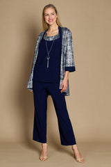 R&M Richards 2587W Metallic Printed Formal Pant Set