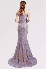 Trumpet/Mermaid Off-the-Shoulder Sweep Train Long Prom Dress