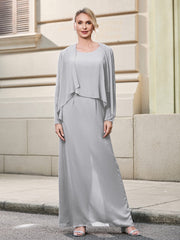 Round Neck with Cutout Sleeveless Chiffon Jumpsuit Silver