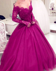 Red Long Sleeve Quinceanera Dresses Ball Gown Appliques