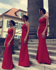 Sexy Mermaid V Neck Bridesmaid Dresses Cross Back