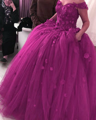 Red Quinceanera Dresses Off The Shoulder Ball Gown With 3D Flowers