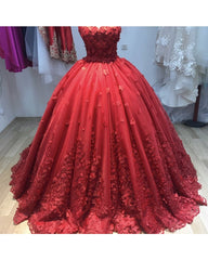 Red Sweetheart Ball Gown Dresses For Sweet 16