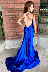 Red Corset Spaghetti Strap Mermaid Long Prom Dress with Slit TP1235