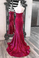 Red Plus Size Sequin Long Prom Dresses Mermaid Strapless Slit with Feather