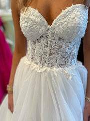Red Yellow White Ruffle Long Lace Prom Dresses, Ruffle Long Lace Formal Evening Dresses