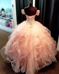Removable Sleeves Lace Sweetheart Organza Ruffles Ball Gown Quinceanera Dresses