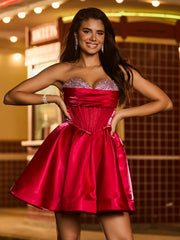 Sleeveless Sweetheart Sequins Cocktail Dress Red