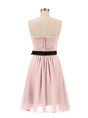 Sweetheart Neck Short Dress with Black Sash-Dusty Rose