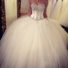 Royal Style Beading Sweetheart Organza Ball Gowns Wedding Dresses