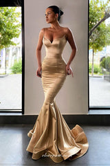 Royal Blue Elastic Satin Spaghetti Strap Mermaid Fashion Prom Dresses, CP0951
