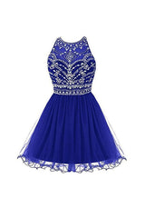 Royal Bule Tulle Homecoming Dresses 2018 Short Prom Gowns  PG045