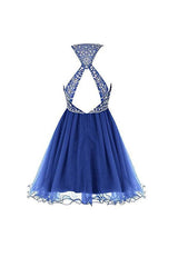 Royal Bule Tulle Homecoming Dresses 2018 Short Prom Gowns  PG045