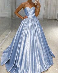 Ruched Sweetheart Ball Gown Dresses Satin Floor Length
