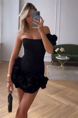 Ruffled Short Party Dress One Shoulder Green Homecoming Dress TN444