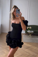 Ruffled Short Party Dress One Shoulder Green Homecoming Dress TN444