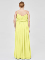 Spaghetti Strap Sweetheart Chiffon Dresses Daffodil Plus Size