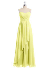 Spaghetti Strap Sweetheart Chiffon Dresses Daffodil Plus Size