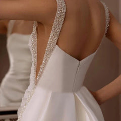 Luxury Empire Wedding Dresses Beaded Square Collar Mermaid Gowns