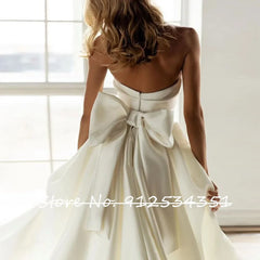 Hochzeitskleid Satin Mermaid Wedding Dress with Detachable Train