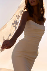 Kyoto White Strapless Mermaid Wedding Dress Pleated Formal