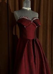 Elegant Red Prom Dress Satin Sweetheart A-Line Evening Dress S1060