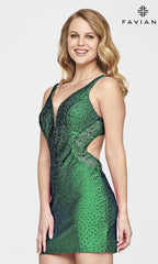 Faviana Short Beaded Backless Homecoming Dress