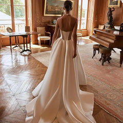Elegant A-Line Wedding Dresses with Sweetheart Neckline and High Split