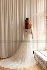 Sexy Glitter Mermaid Wedding Dresses with Detachable Train