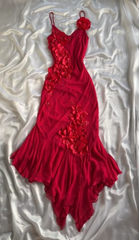 Sexy Sheath Asymmetric Spaghetti Straps Chiffon Sleeveless Burgundy Prom Dresses Evening Gowns HZ1024