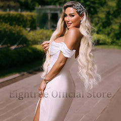 Elegant Mermaid Wedding Dresses Off The Shoulder Side Slit Boho Gown