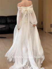 FANAN Off-Shoulder Mermaid Backless Wedding Dresses Plus Size