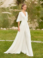 Lovely Beach Wedding Dresses White Pants Suit Bridal Gowns Summer Boho