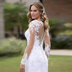 Elegant Long Sleeve Lace Wedding Dresses Mermaid Bridal Gown