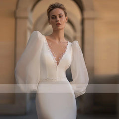 Glamorous Wedding Dresses V-Neck Backless Gowns For Parties