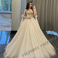 VIKTORIA Vintage Backless Wedding Dresses For Woman Spaghetti Straps Lace Appliques