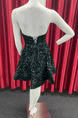 Sparkly Straps Sequin Sweetheart A-Line Short Homecoming Dress HD0137