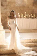 Customized Off Shoulder Sweetheart Backless Mermaid Wedding Dresses
