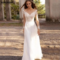 Chiffon Boho Wedding Dress Plus Size Illusion Backless Bridal Gown for Civil and Party