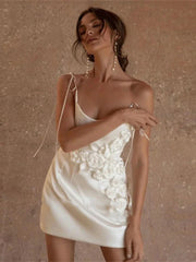 Simple Mini Wedding Dresses Satin Bridal Gowns Elegant Decor