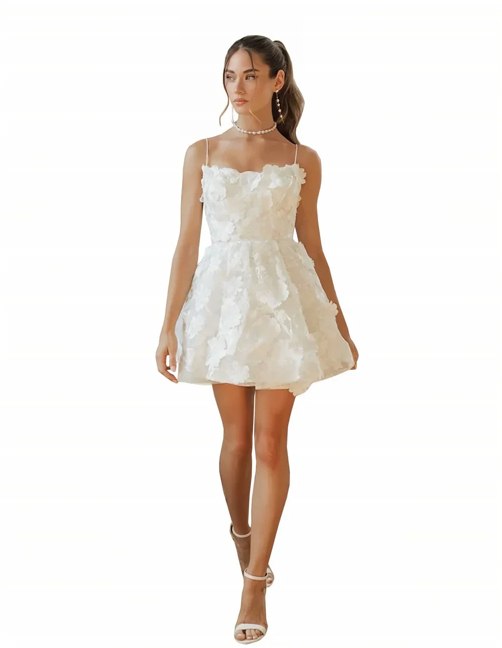 CLcaojun Lace Applique Short Wedding Dress A-line Mini Bridal