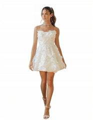 CLcaojun Lace Applique Short Wedding Dress A-line Mini Bridal