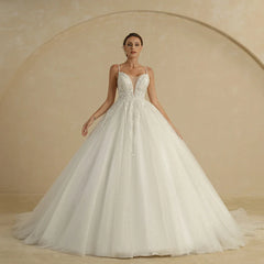 BEPEITHY Customized Luxury Strapless A Line Glitter Wedding Dresses