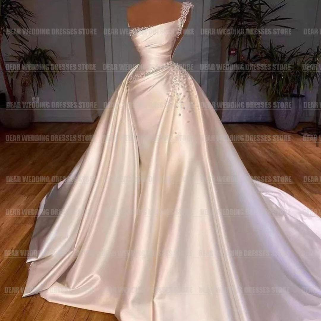 Luxury Detachable Train Mermaid Wedding Dresses For Woman