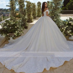 Flavinke Customized Women's Wedding Dresses Lace Applique Gowns