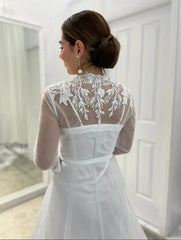 Appliques Long Sleeve Bridal Jacket Elegant Wedding Bolero Shawl Coat