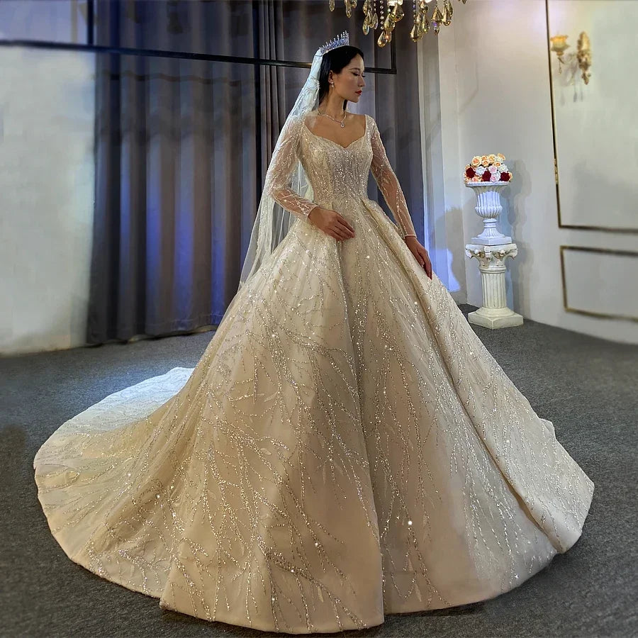 Customized Luxury Wedding Dresses For Formal Party Lace Appliques