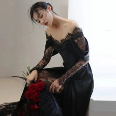 Customized Illusion Tulle Off Shoulder Lace Wedding Gowns A Line Long Sleeves Ruched Satin Bridal Dress